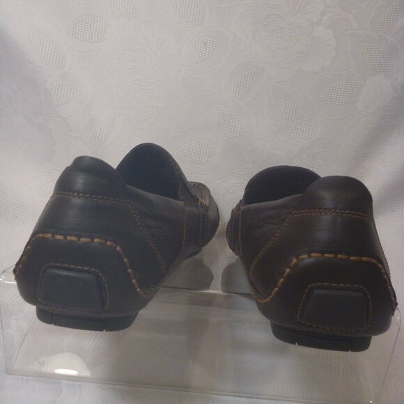 New Calvin Klein Men 13 M Driver Loafer Shoe Moccasin Brown Leather Nappa - Picture 5 of 11